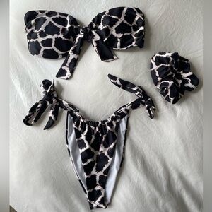 Nasty Gal - Cow Print Bikini with scrunchie